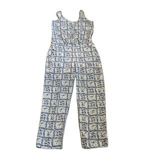 Other Stories  Blue Floral Birds of Paradise Jumpsuit Size 4